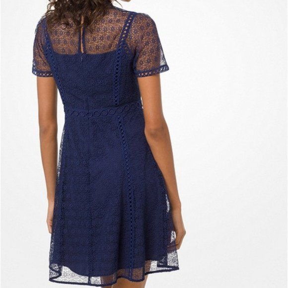 Michael Kors Blue Floral Lace Dress - Picture 2 of 14